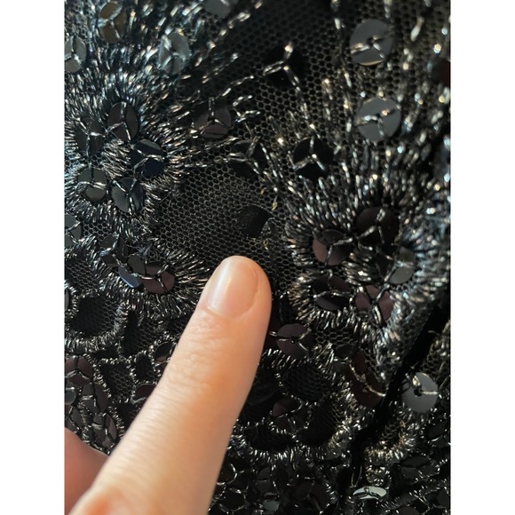 Masquerade y2K Whimsygoth Goth Fairy Black Lace Sequin Cocktail Dress Size 5/6 - Picture 6 of 6
